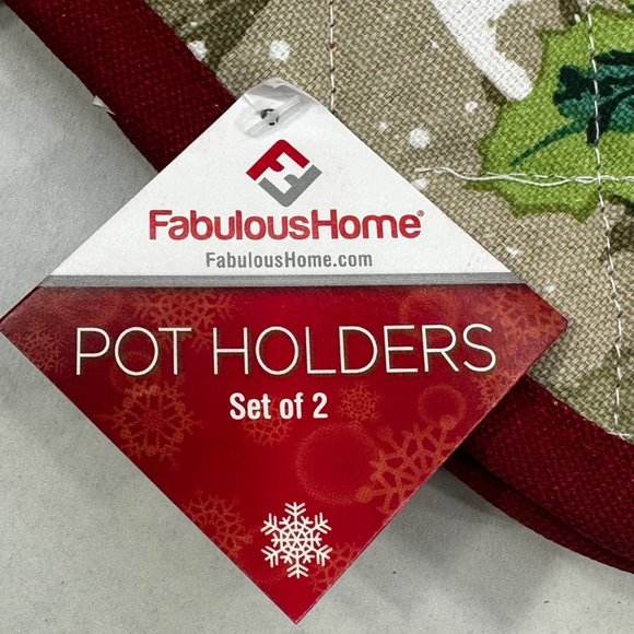 Fabulous Home 2 Set Christmas Ivy Pot Holders New With Tags - Picture 3 of 8